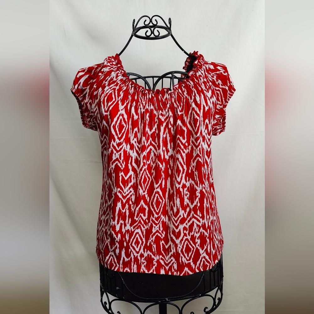 Carol Rose Women's Red & White Blouse - Size L